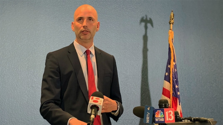 Marion County Prosecutor Ryan Mears talks to the press about Indiana's red flag law on Monday, April 19.. - Jill Sheridan/WFYI