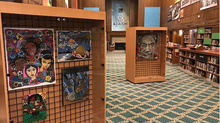 Artwork is on display throughout Central Library, including the library's Center for Black Literature and Culture. - Doug Jaggers/WFYI