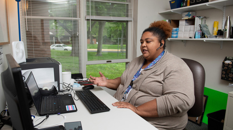 Barbara Wheatley takes phone calls as part of the National Suicide Prevention Lifeline Network. Wheatley is an alcohol and substance abuse counselor and the lead clinician for mobile crisis response for Memorial Behavioral Health in Springfield, Illinois. - Photo by Bobbi Wiseman / Memorial Health