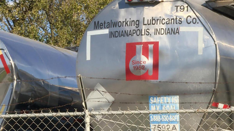 Tanks at the Metalworking Lubricants Co. facility on the south side of Indianapolis. After months of violations, Citizens Energy Group refuses to treat the company’s industrial waste. - Rebecca Thiele/IPB News