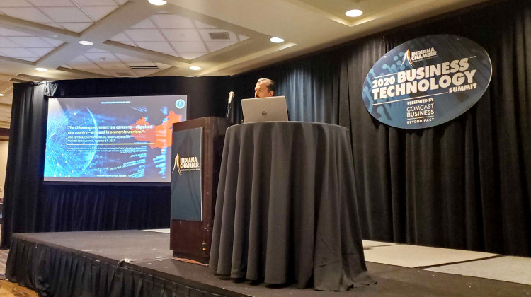 FBI Assistant Special Agent in Charge Robert Middleton speaks at the Indiana Chamber of Commerce’s two-day Business Technology Summit.  - Samantha Horton/IPB News