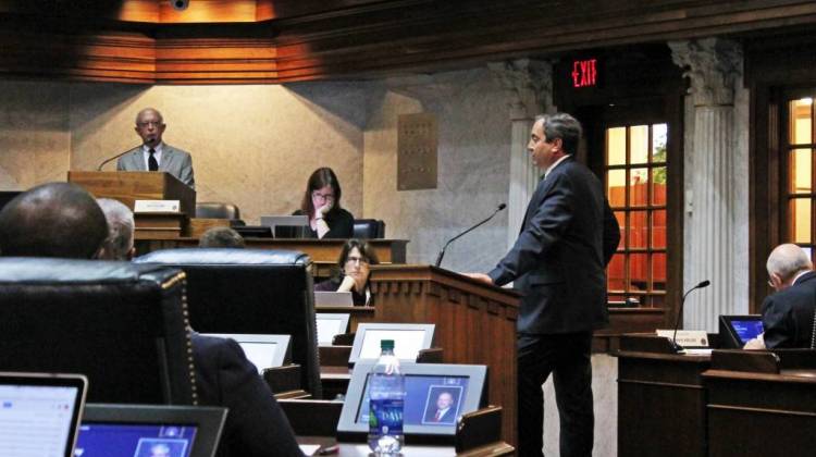 Sen. Mike Bohacek (R-Michiana Shores) answers questions from the Senate Family and Children Services Committee about his bill, SB 11. - Lauren Chapman/IPB News