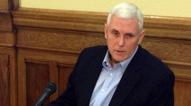 Gov. Mike Pence spoke to the media Thursday. - Brandon Smith