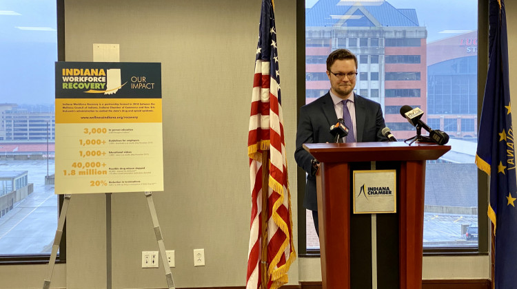 Indiana Workforce Recovery Director Mike Thibideau announced a  recovery assistance program for Indiana employees. - Darian Benson/IPB News