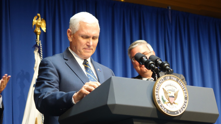 Former Vice President Mike Pence announced his presidential bid in Des Moines, Iowa, Wednesday. He joins 10 other Republican candidates for president – including his former boss, Donald Trump.  - Lauren Chapman/IPB News