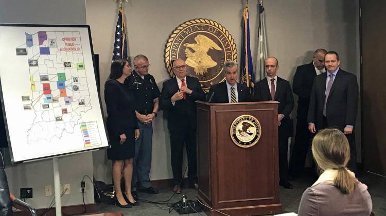 U.S. Attorney Josh Minkler says Indiana State Police helped in some rural areas, where catching this kind of crime can be a challenge for local law enforcement. - Drew Daudelin/WFYI