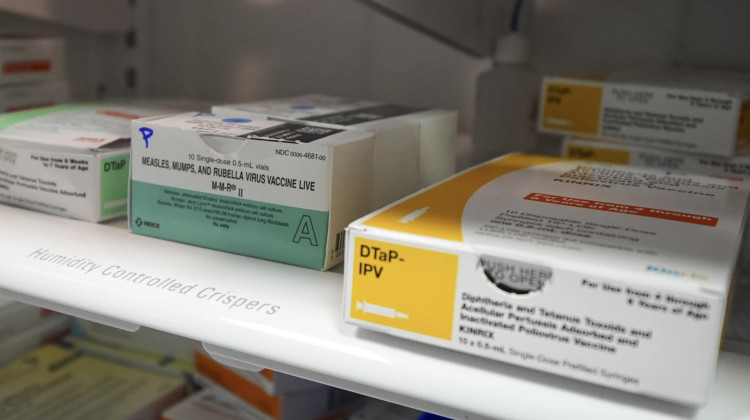 Vials of the MMR measles mums and rubella virus vaccine sit in a refrigerator with other medicine Tuesday, Feb. 25, 2025, in Lubbock, Texas. - AP Photo/Julio Cortez
