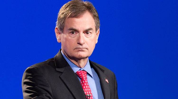 State Treasurer Richard Mourdock, seen here during a 2012 debate with Sen. Richard Lugar that was broadcast from WFYI, is stepping down from his post. - Doug Jaggers