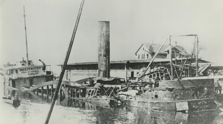 This photo from 1910 shows the wreck of the steamer Muskegon. - Alpena County George N. Fletcher Public Library/public domain