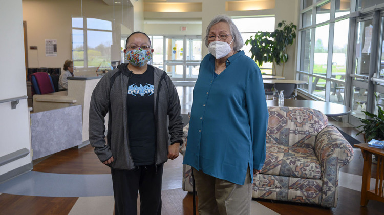 Meskwaki Tribal Council Members Delonda Pushetonequa (left) and Judith Bender have voted to put COVID-19 restrictions on the tribe. They say it's helped curb the spread of the virus. - Natalie Krebs/Side Effects Public Media