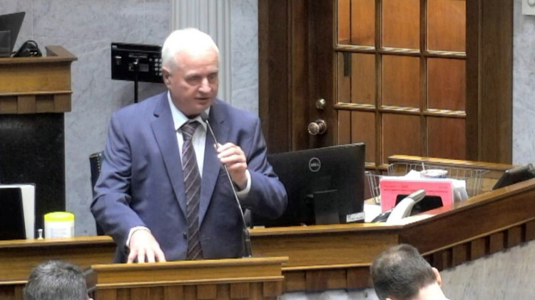 Sen. Rick Niemeyer (R-Lowell) speaking in opposition to HB 1209 which would allow companies that pollute to store their carbon emissions underground. - (Screenshot of iga.in.gov)