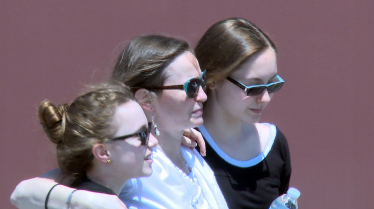 Noblesville West Middle School students are reunited with parents at Noblesville High School following the May 25, 2018 shooting.  - Lauren Chapman/IPB News