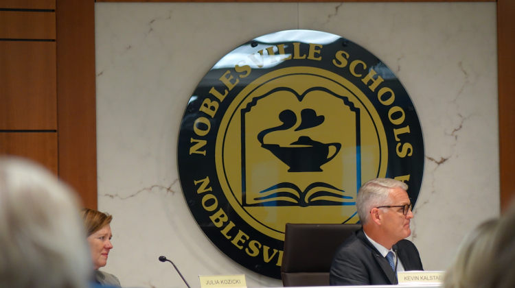 Noblesville School Board members listen as parents talk about safety concerns during a meeting on Tuesday, June 12, 2018 at the district office.  - Eric Weddle/WFYI News