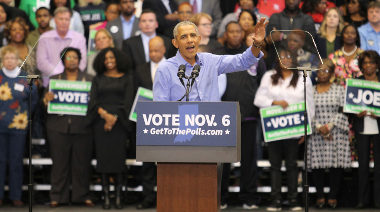 Former President Barack Obama urged Hoosiers to vote for incumbent U.S. Sen. Joe Donnelly (D-Ind.) in what he calls “the most important election of our lifetimes.” - Lauren Chapman/IPB News