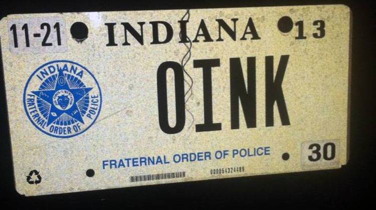 A Greenfield police officer filed a lawsuit in 2013 after the BMV denied his personalized plate reading “O1NK†– or “oink.†- Courtesy Rodney G. Vawter via Facebook.