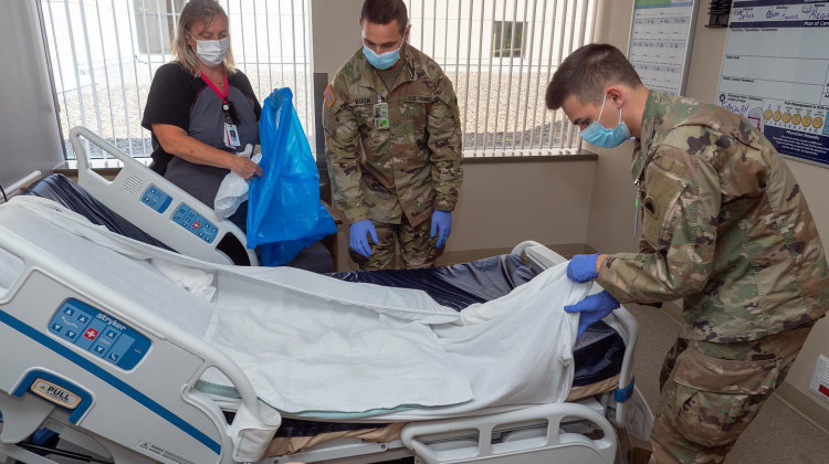 Members of the Oregon National Guard learn room cleaning protocols from a nursing assistant at Mercy Medical Center in Roseburg, Ore. in August 2021 as part of an effort to help Oregon hospitals due to reported increased COVID cases and staff shortages. - (Oregon National Guard/Flickr)