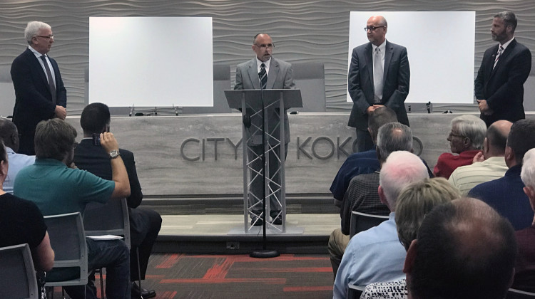 Kokomo Mayor Greg Goodnight announces the new hotel and conference center project. - Steve Burns/WFIU-WTIU