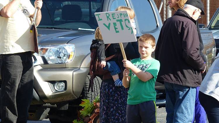 9-year old Clark Laker protests the loss of old growth trees - Leigh DeNoon