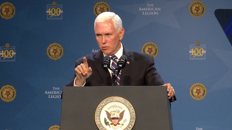Vice President Mike Pence spoke to hundreds in Indianapolis at the American Legion's national convention. - Lauren Chapman/IPB News