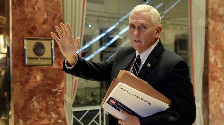 Vice President-elect Mike Pence arrives at Trump Tower in New York, Friday, Nov. 18, 2016. - AP Photo/Richard Drew