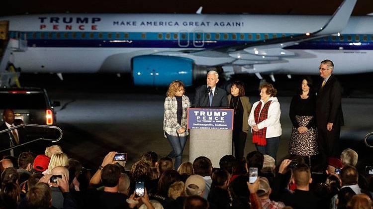 Supporters Welcome Pence's Return To Indiana After Election
