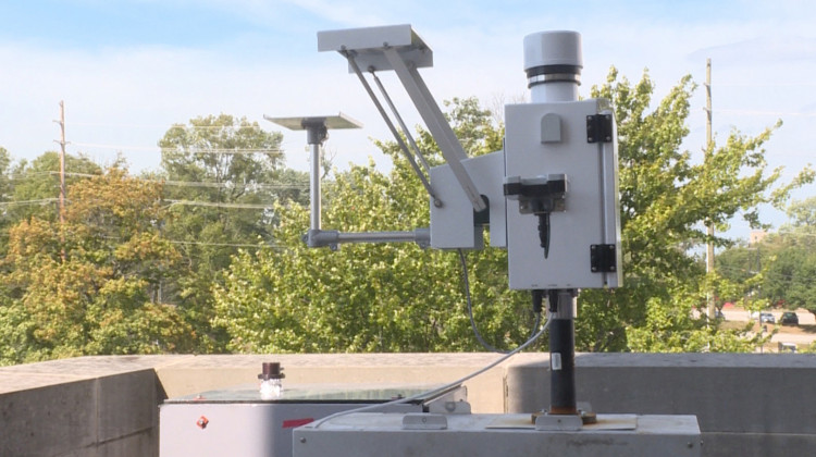 This is one of several devices that Indiana University researchers are considering using to measure PFAS in precipitation.  - Rebecca Thiele/IPB News