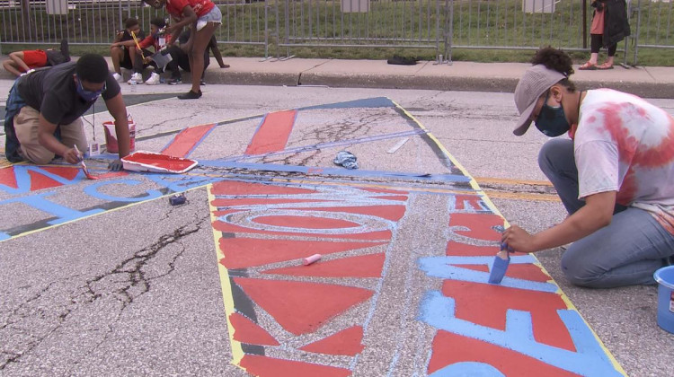 The Board of Public Works approved requests to display three Black Lives Matter street murals around town in 2020 and 2021.  - Seth Tackett/WFIU/WTIU News