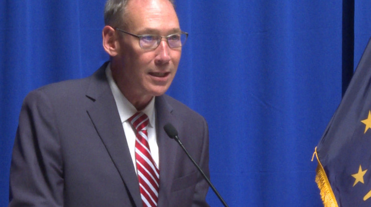 IDEM Commissioner Bruno Pigott speaks at the announcement in Indianapolis Thursday.  - Rebecca Thiele/IPB News