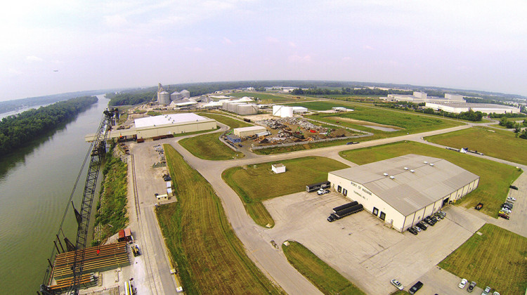 The Port of Indiana-Jeffersonville along the Ohio River. - Provided by Ports of Indiana