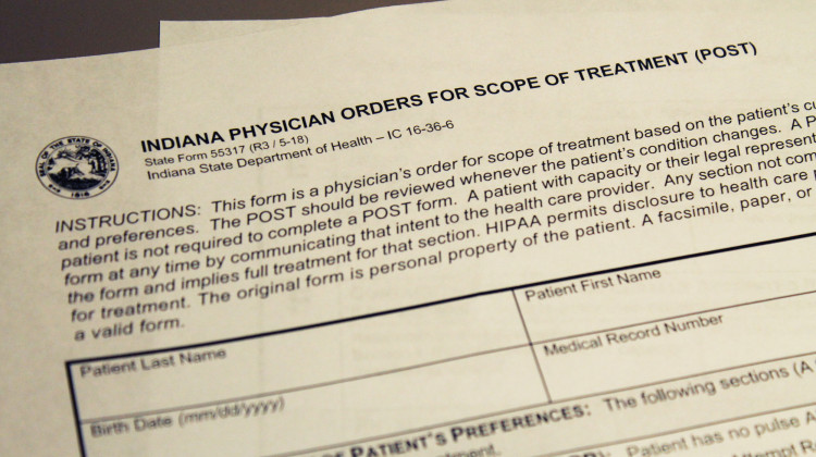 Indiana POST form details the patient's wishes if they have an advanced or progressive illness. - Lauren Chapman/IPB News