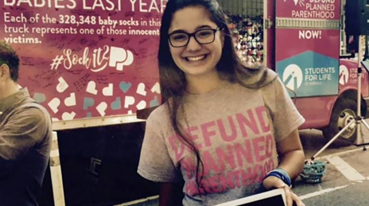 Mary Carmen Zakrajsek a student at Marion College attended the rally. - Jill Sheridan/IPB News