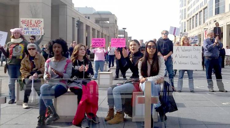 Supporters of Planned Parenthood gather at a rally on Feb. 11, 2017. - Lauren Chapman/IPB News