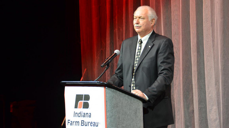 Indiana Farm Bureau President Randy Kron speaks to members virtually from a studio Saturday.  - Courtesy of Indiana Farm Bureau