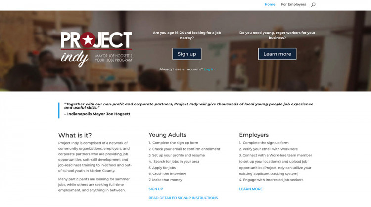 A screenshot of the Project Indy website. - Project Indy