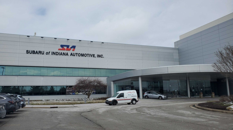 Subaru of Indiana Automotive facility in Lafayette's main entrance.  - Samantha Horton/IPB News