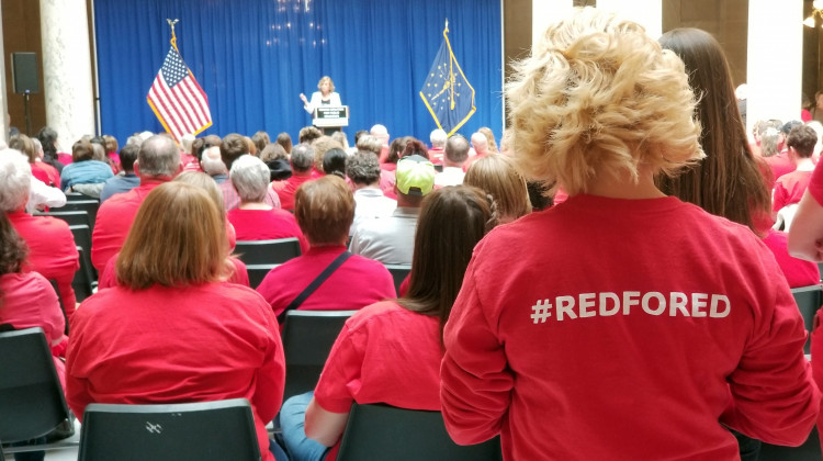 Educators Rally At The Statehouse As Session Winds Down, Final Budget Talks Heat Up