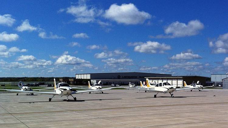 The Purdue airport's last commercial flight was in 2004.  - SkyHigh757,  CC-BY-SA-4.0