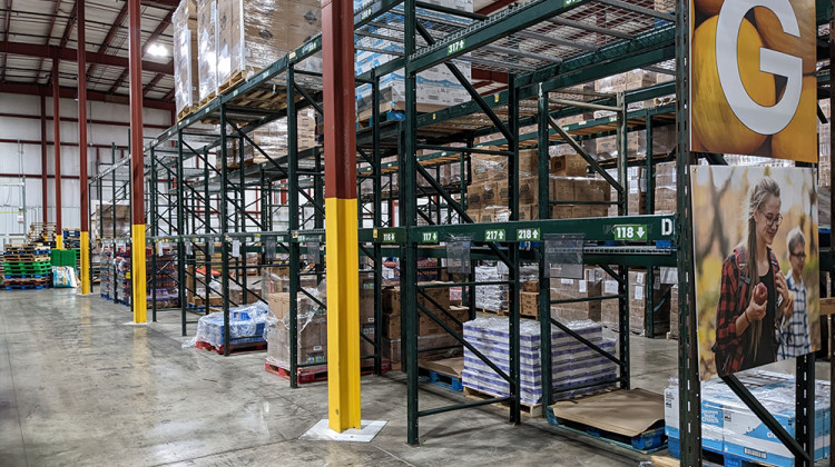 Shelves that usually carry donated food are mostly bare at Second Harvest Food Bank. - Stephanie Wiechmann/IPR