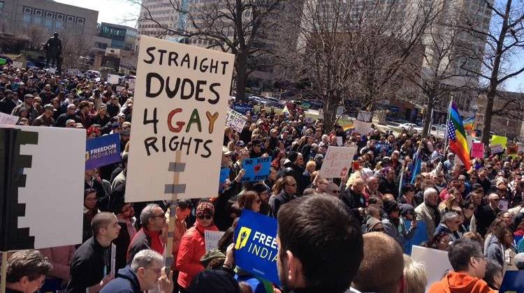 Thousands of people turned out Saturday to oppose Indiana's new "religious freedom" law.