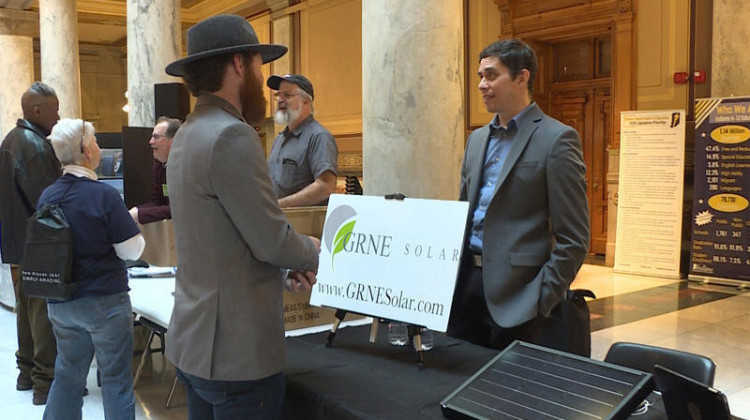A booth at the at the 2020 Renewable Energy Day at the Indiana Statehouse in January. - Rebecca Thiele/IPB News