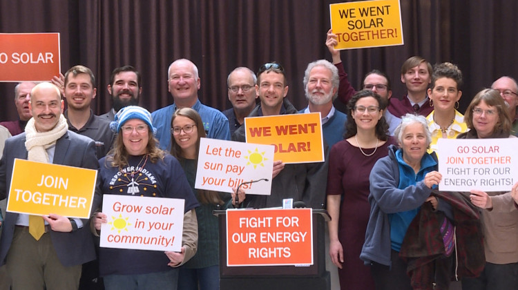 Hoosiers rallying for renewable energy policies at the 2019 Renewable Energy Day at the Statehouse.  - Rebecca Thiele/IPB News