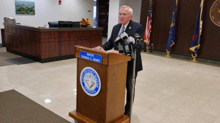 Mayor Tom Henry appeared at Citizens Square Sunday to apologize for his arrest on charges of operating while intoxicated. - Tony Sandleben / WBOI News