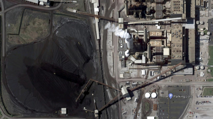 An aerial photo of the R.M. Schahfer Generating Station in Wheatfield where NIPSCO plans to close its coal plant and potentially build a new natural gas peaker plant. - Courtesy of Google Maps