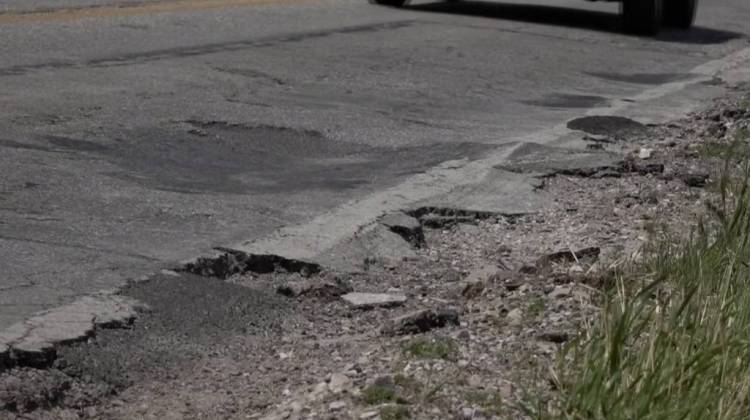 On County Road 200 in Avon has some significant damage between Dan Jones Road and Ronald Reagan Parkway.  - Lauren Chapman/IPB News