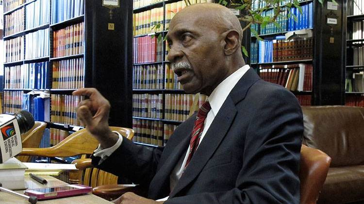 Indiana Supreme Court Justice Robert Rucker speaks to reporters at the Indiana Statehouse on Jan. 19, 2017 after announcing his plan to retire. Rucker, 70, was appointed to the court in 1999 and is the sole remaining Democratic appointee.. - AP Photo/Rick Callahan