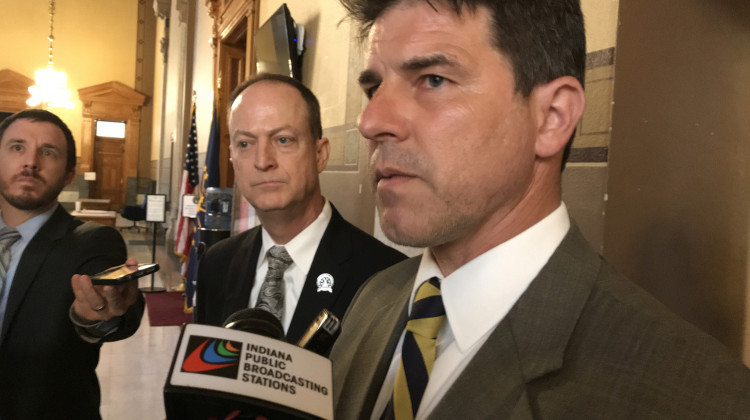 The Senate GOP caucus elected Sen. Rod Bray (R-Martinsville), right, to become the new Senate President Pro Tem. Sen. Mark Messmer (R-Jasper), left, will become the new Majority Floor Leader, replacing Bray. - Brandon Smith/IPB News