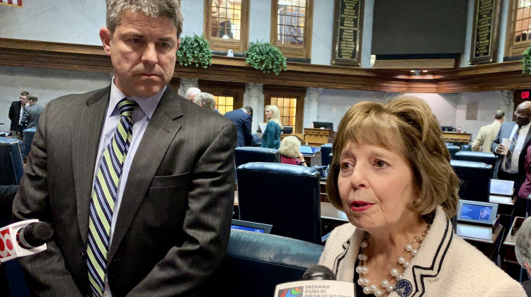 Senate President Pro Tem Rodric Bray (R-Martinsville) and Sen. Linda Rogers (R-Granger) met with reporters following their caucus' decision not to move HB 1134 on second reading. - (Brandon Smith/IPB News)