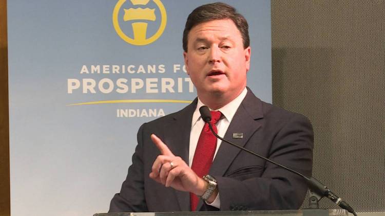 U.S. Rep. Todd Rokita during the GOP U.S. Senate primary debate in February. - WFIU-WTIU News