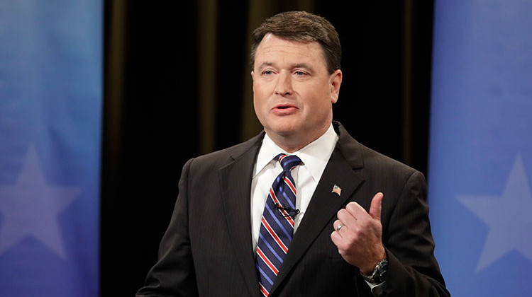 Senate candidate Todd Rokita speaks during the Indiana Republican Senate Primary Debate at WFYI on April 30, 2018. - AP Photo/Darron Cummings, Pool