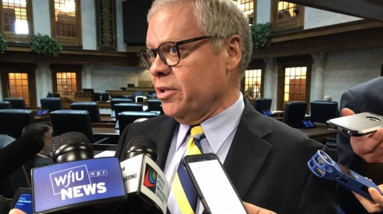 Sen. Ron Alting (R-Lafayette) celebrated what he says is "history" in the Senate after final approval of legalized Sunday alcohol sales. - Brandon Smith/IPB News